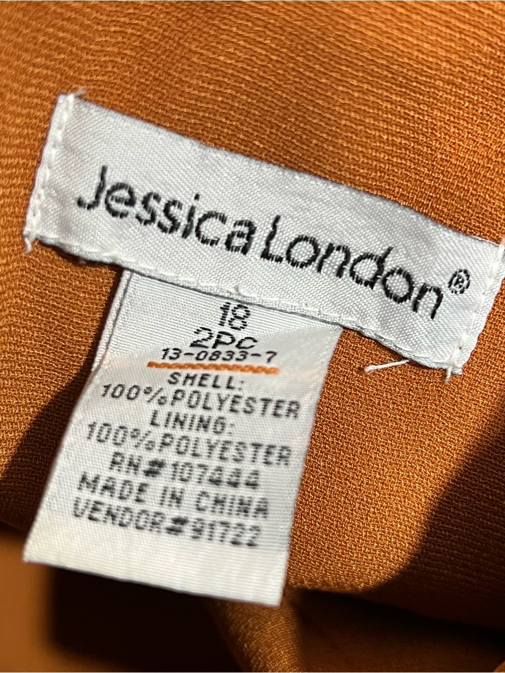 Jessica London Skirt Suit plus 18 Orange Two-Piece midi length office church - Picture 6 of 9
